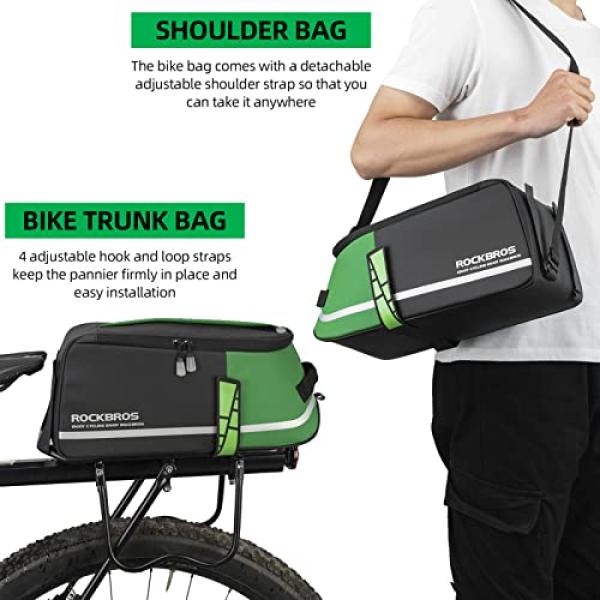 ROCKBROS | Gepäckträgertasche – Wasserdichte 9L Fahrradtasche mit Regenschutz und Schultergurt, in Schwarz